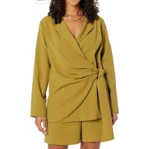 Glency Feliz x The Drop Blazer Jacket Womens Size M Olive Green Wrap Tie